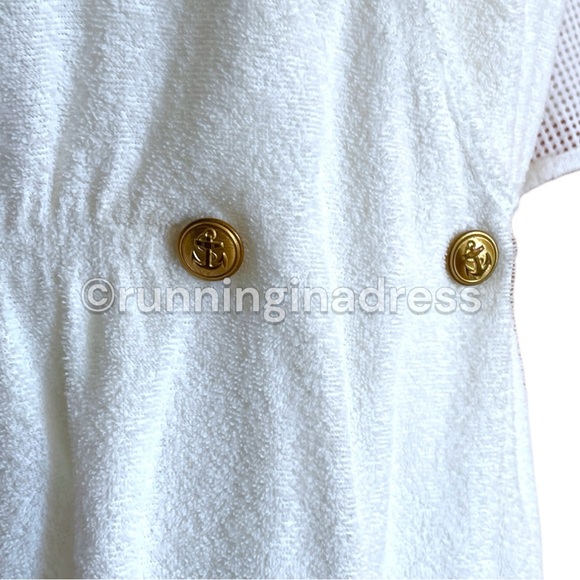 Vintage 80’s  Nautical Terrycloth Wrap Swim Cover Up Robe In White - Picture 6 of 16